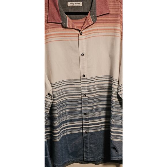 Tommy Bahama Canyon Beach Bonfire Shirt Size XXL Gradient Stripes Soft - Picture 5 of 7